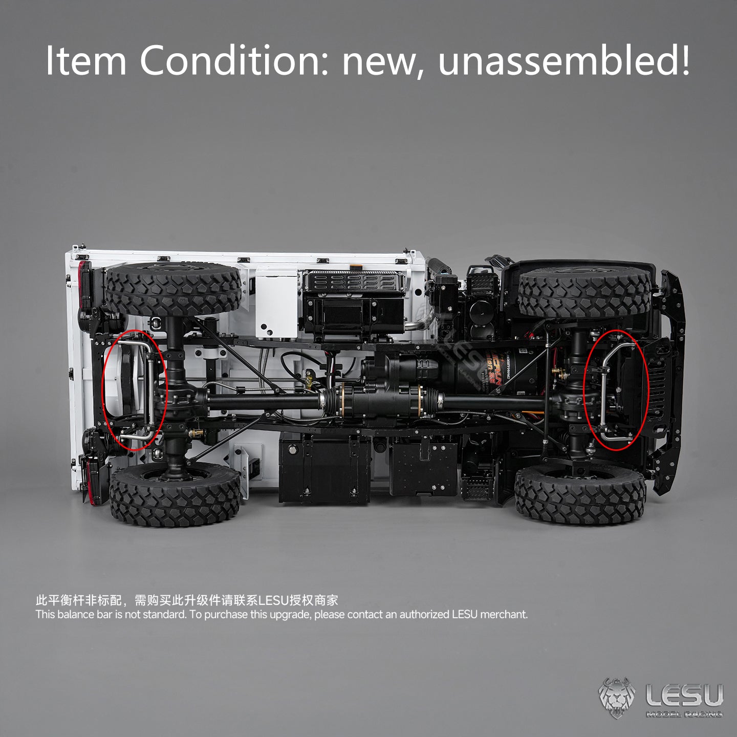 3Speed LESU 1/14 RC Metal Light Truck U4023 AWD Remote Control Off Road Vehicle KIT Model Light Sound Axle Transfer Case Lock Unassembled Painted