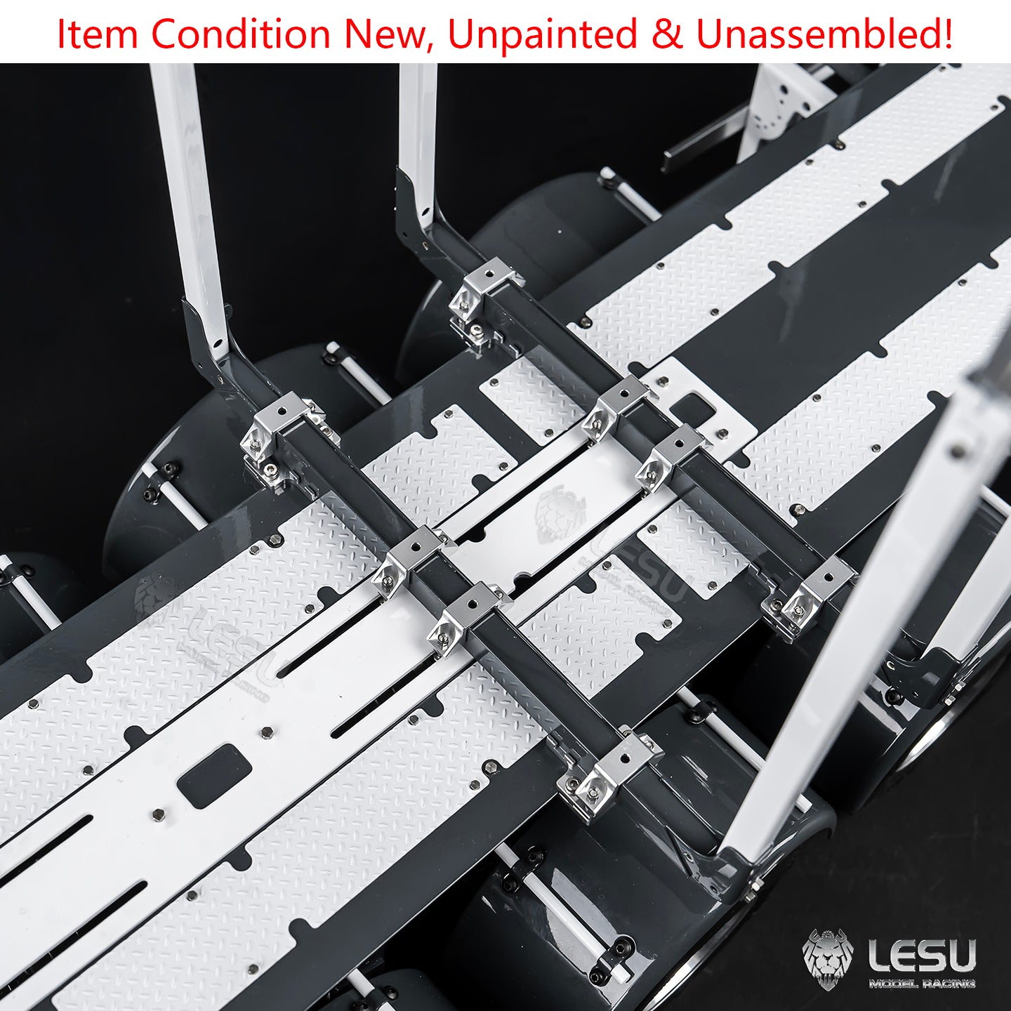 LESU 1/14 Metal RC Log Semi Trailer KIT Wood Transport Vehicle Light Electric Drum Brake Lifting Leg for TAMIYA Tractor Dumper Unassembled