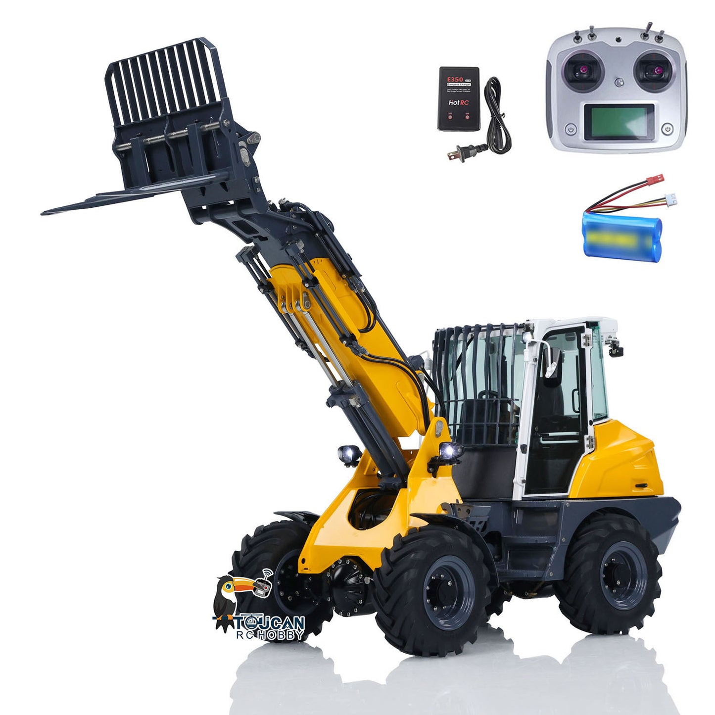 In Stock LESU RTR 1/14 Hydraulic RC Telescopic Arm Car Metal Loader AT1050 Forklift Truck