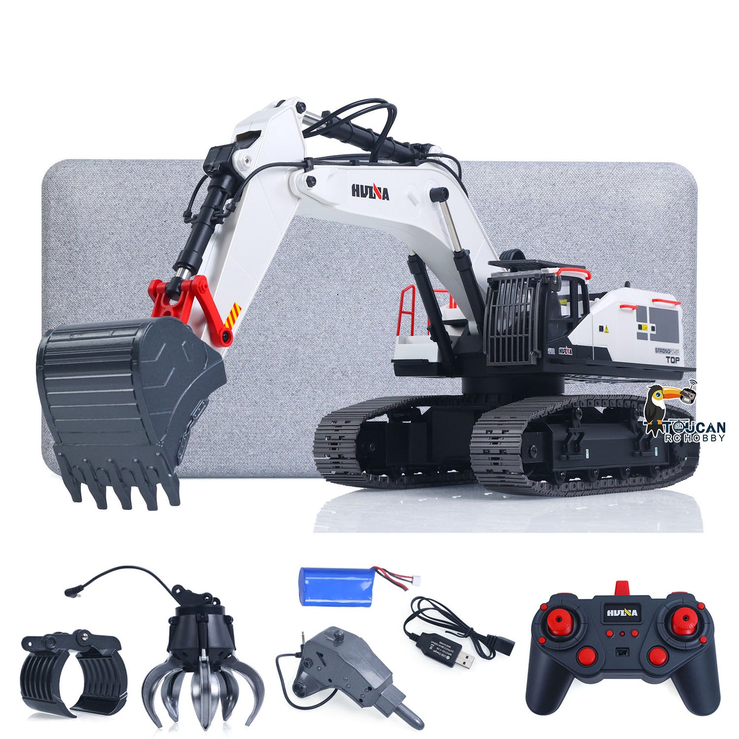 US STOCK 1/14 HUINA RC Metal Excavator Model Toys 1594 Radio Control Digger Light Sound Battery