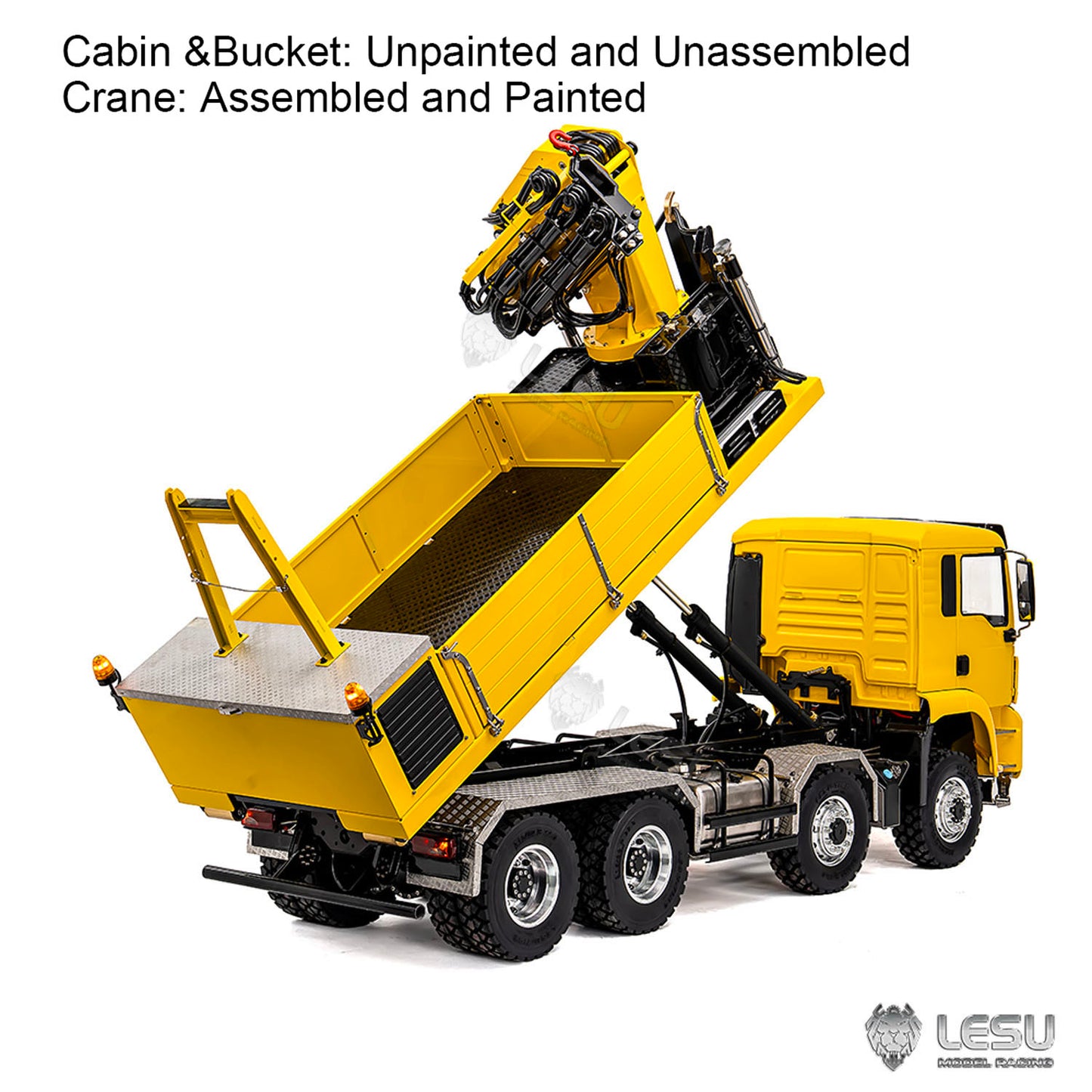 LESU 1/14 RC Hydraulic Roll on off Dumper Truck Crane Unassembled Plastic TGS Cabin Metal 8x8 Chassis Electric Tipper Axles Lock