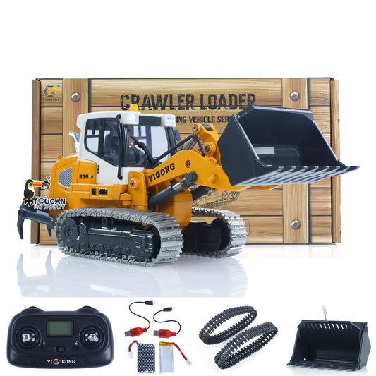 US STOCK 1:50 RC Electric Lifting Tracked Loader LR636 2.4G Construction Vehicle Metal Bucket Tracks Ripper RTR Model Light Sound Battery
