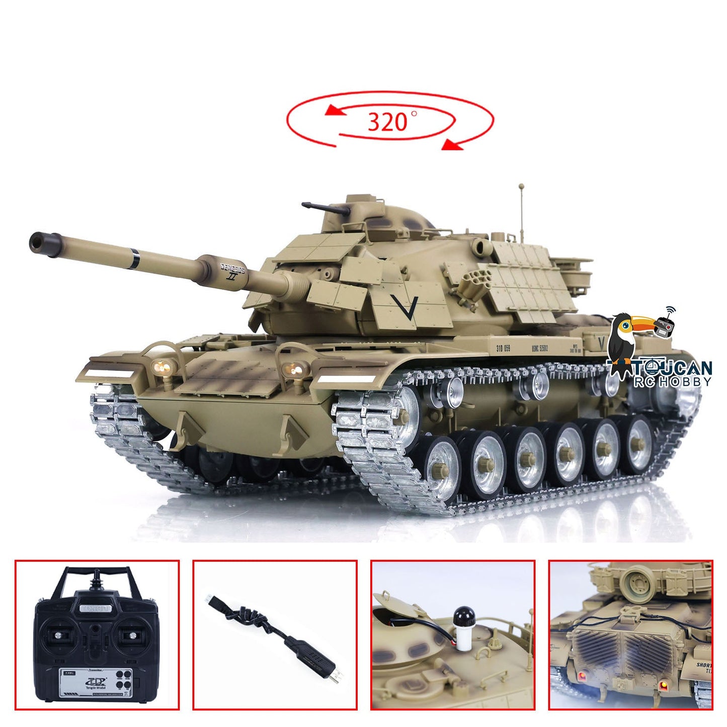 Tongde Model 1/16 RC Battle Tank M60A1 ERA USA Hobby Model Remote Control Armored Vehicle Panzer Sound Painted Assembled