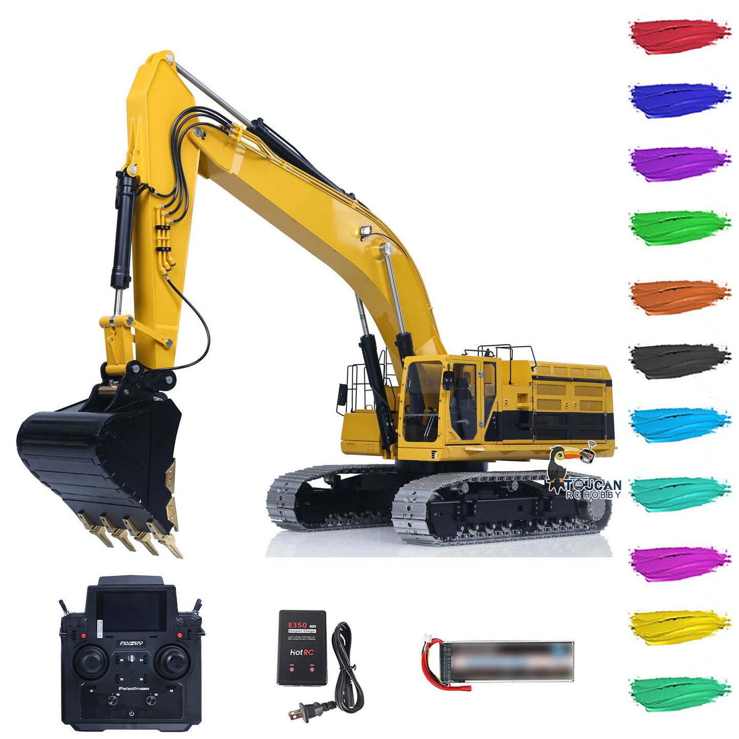 LESU Metal 1/14 RC Hydraulic Excavator C374F RTR Radio Controlled Digger Heavy Machine Paladin PL18EV LITE Battery Sound Smoke