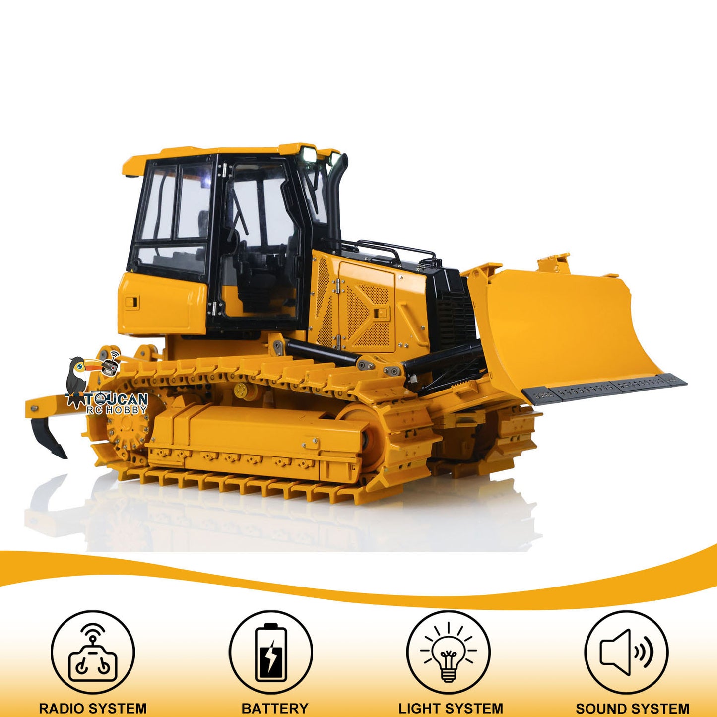 US STOCK Metal 1/12 RC Hydraulic Bulldozer D3 Remote Control Engineering Vehicles 4CH Valve Construction Car Light Sound Flysky ST8 Radio