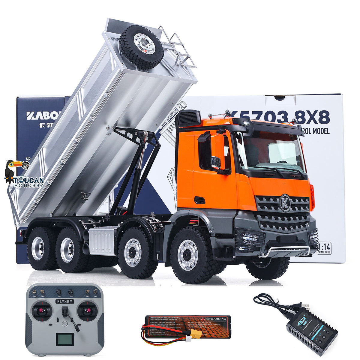 Fast Free Shipping for EU Kabolite 1/14 Electric RC Dump Truck K5703 8X8 Remote Control Tipper Model 2Speed Transmission Lights Sounds Battery Charger