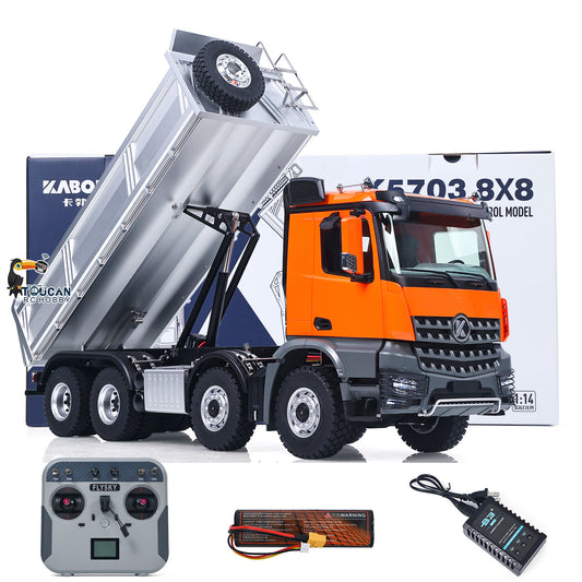 Fast Free Shipping for EU Kabolite 1/14 Electric RC Dump Truck K5703 8X8 Remote Control Tipper Model 2Speed Transmission Lights Sounds Battery Charger