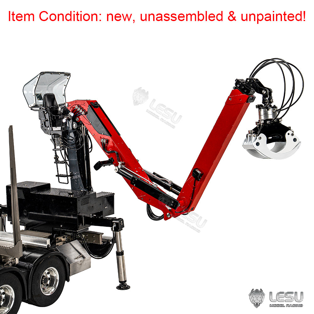 In Stock 1/14 LESU Metal Hydraulic Timber Crane for 1/14 Remote Control Log Trailer Wood Hauling Car Remote Control Tractor Truck DIY Model