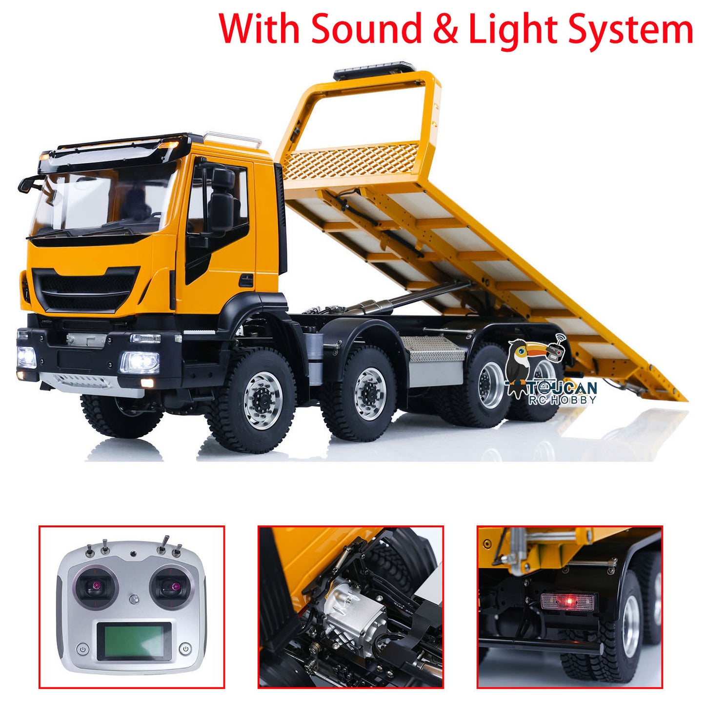 1/14 8x4 Hydraulic RC Wrecker Truck Remote Control Rescue Vehicles FlySky I6S Servo Motor ESC DIY Simulation Car