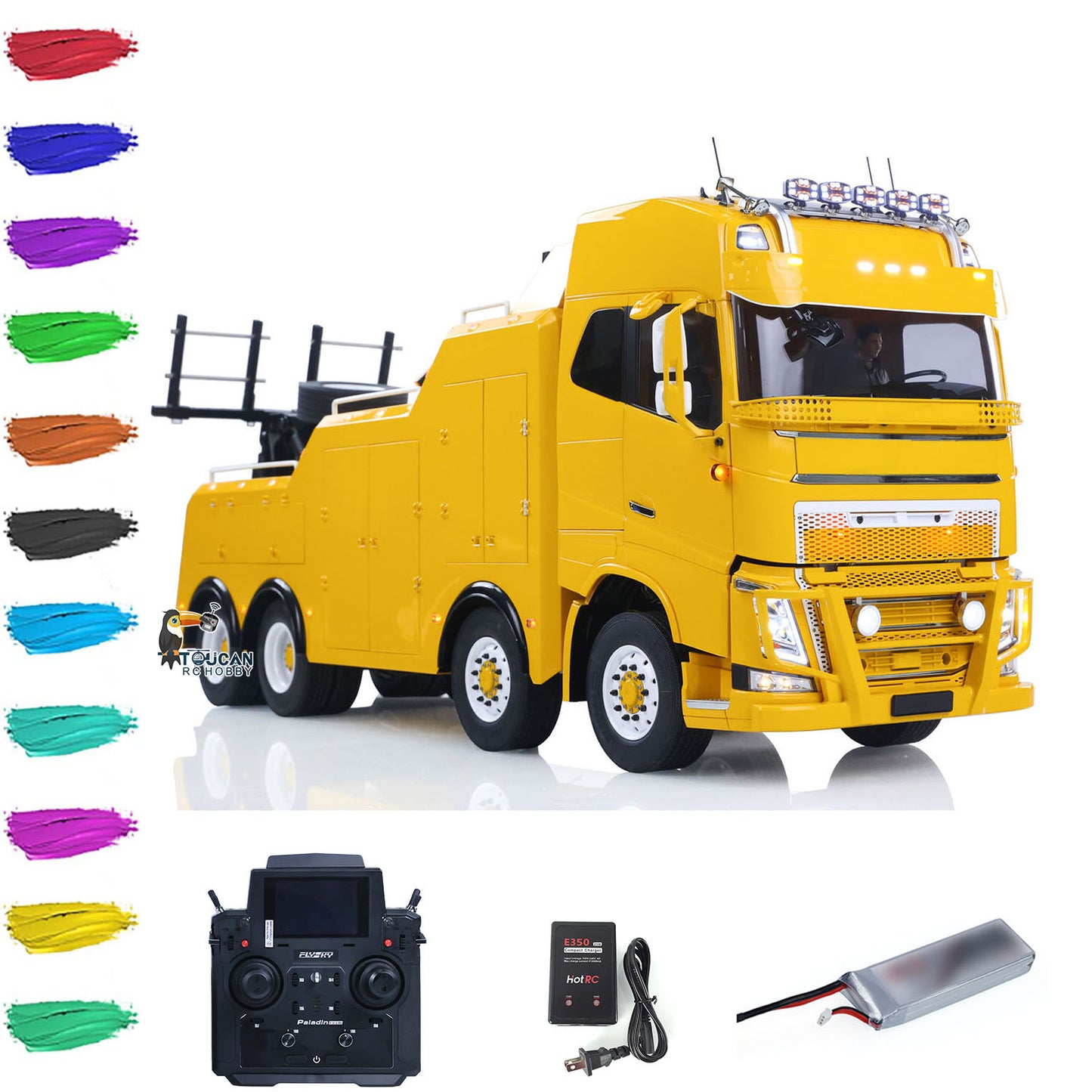 TOUCAN 8X4 Metal 1/14 RC Road Rescue Truck FH16 RTR 2Speed Model Car Flysky Paladin PL18EV Lite Radio Battery Smoke Light Sound