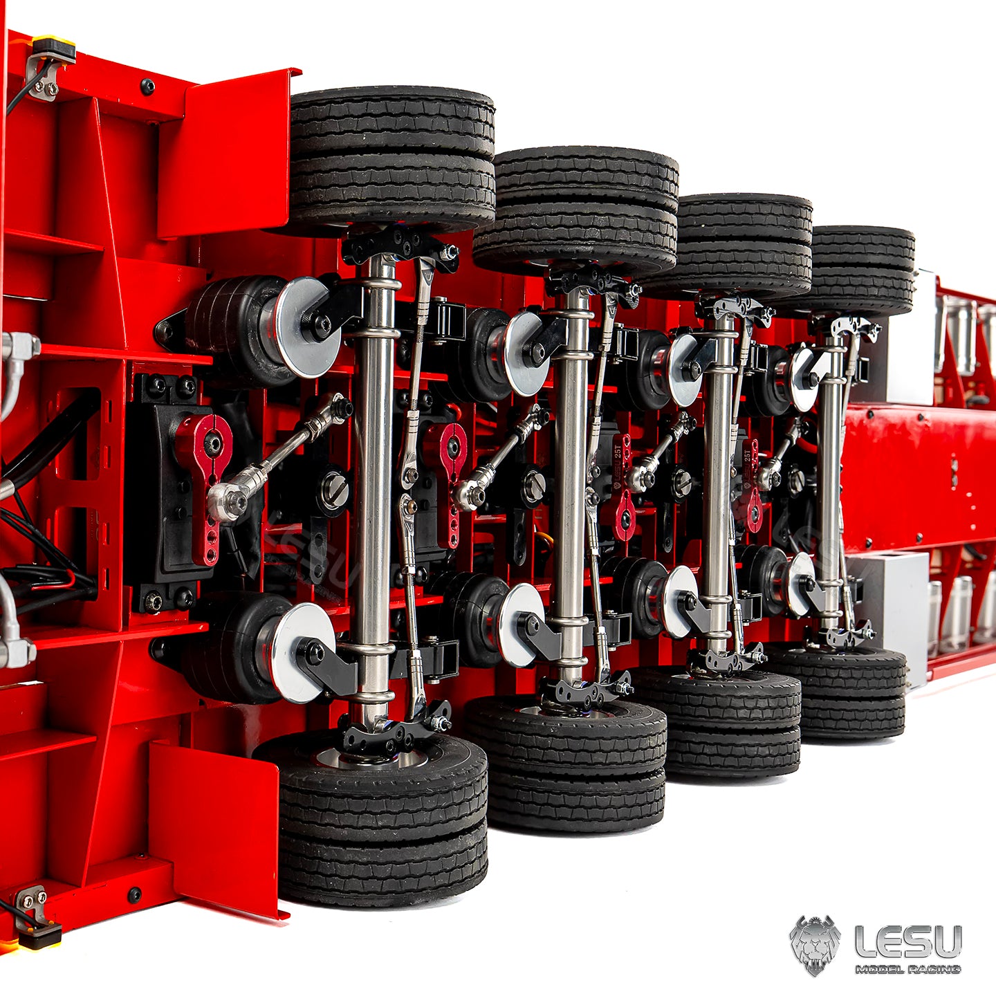 LESU 1/14 Metal Trailer Hydraulic Lifting Tailboard 4 Axles Steering Available Electric Support Legs for DIY RC Tractor Truck