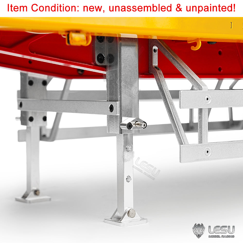 1/14 Scale 20FT LESU Semi Metal Trailer Assembled and Painted/Unpainted for Remote Control Cars RC Tractor Truck DIY Models Lights