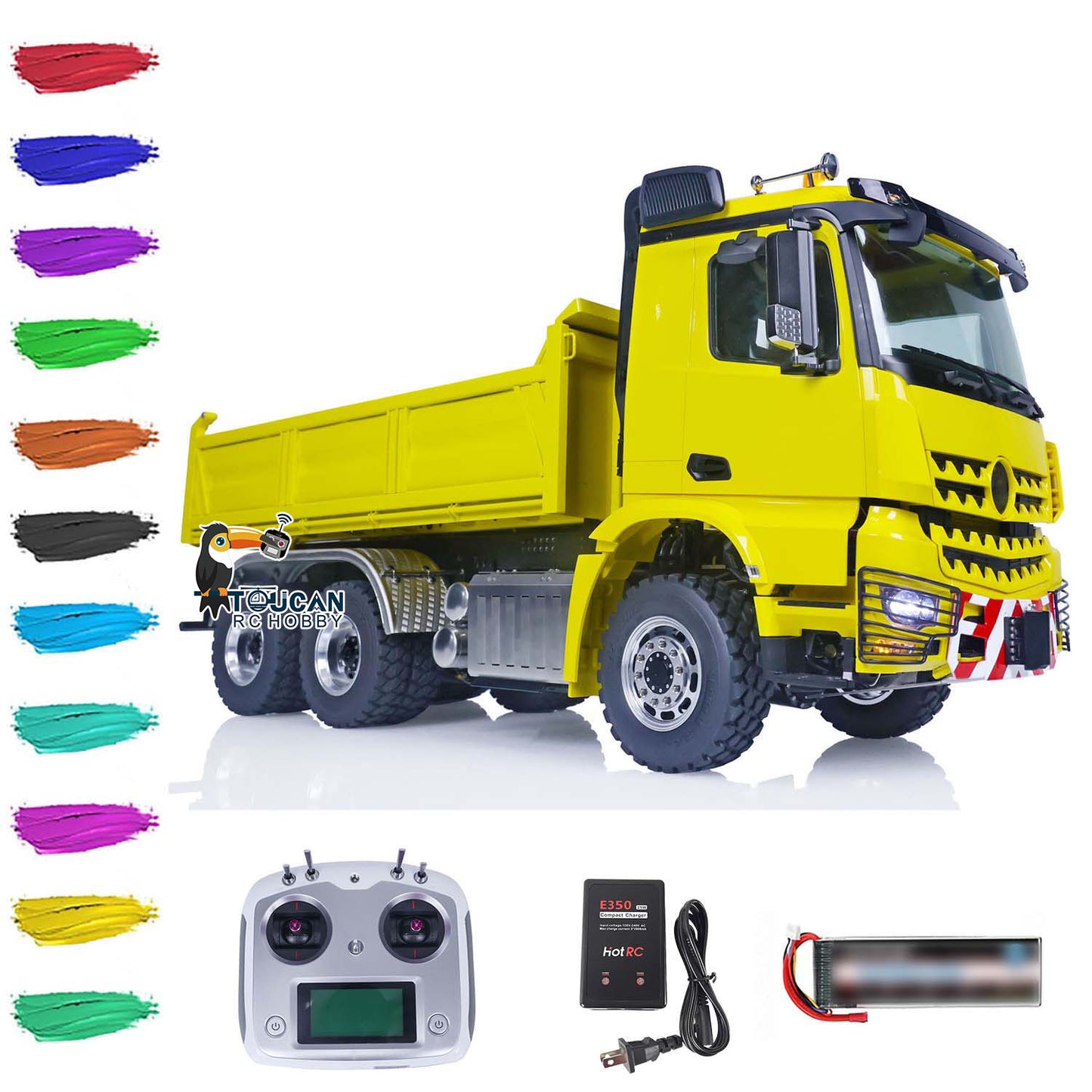 LESU 1/14 6X6RC Hydraulic Dump Truck 3348 RTR Tipper Car Fusion PRO Brushless Motor ESC Servo Smoke Unit FlySky I6S Painted