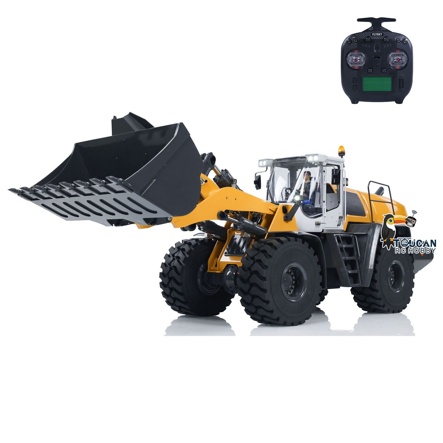 XDRC 1/14 580 Hydraulic RC Loader Radio Control Construction Vehicle Painted Assembled Sound Light PNP Version Sand Rock Bucket