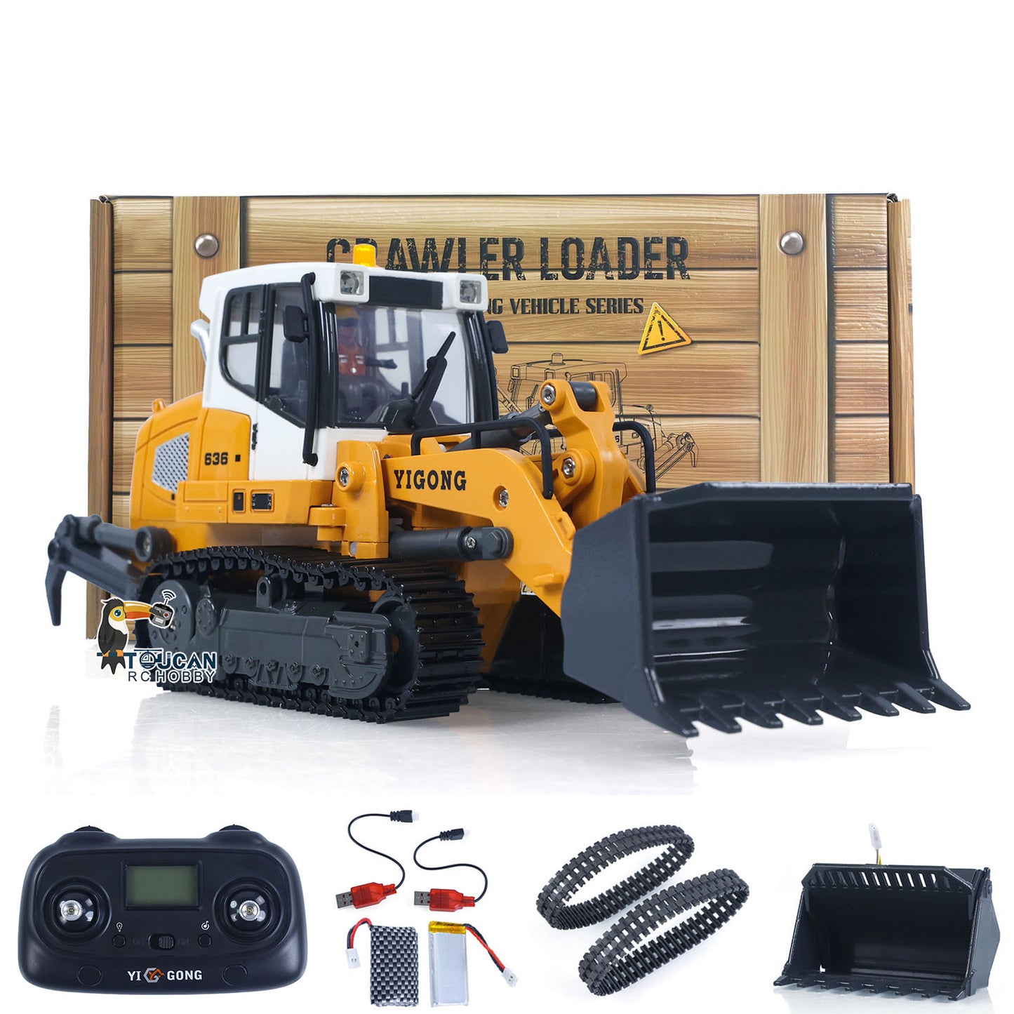 Fast Shipping LR636 1/50 RC Tracked Loader Electric Lifting Radio Control Model Vehicle Metal Openable Bucket Tracks Ripper Soil Loosening Hook