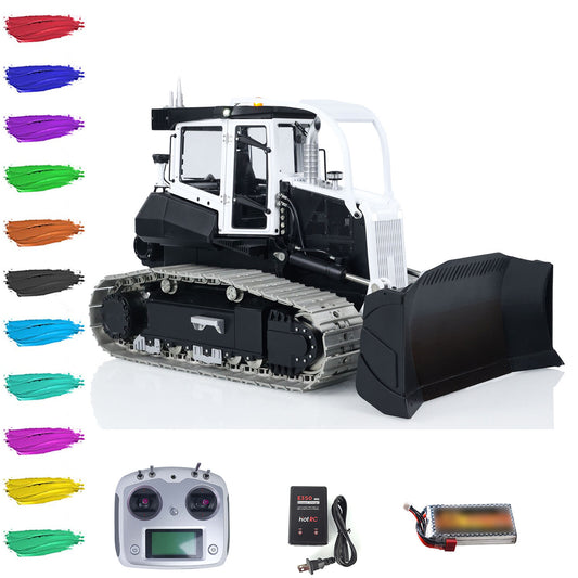 LESU Metal 1/14 RC Hydraulic Bulldozers 850K RTR Radio Control Construction Dozers Engineering Vehicle FlySky I6S Light Sound Battery Charger