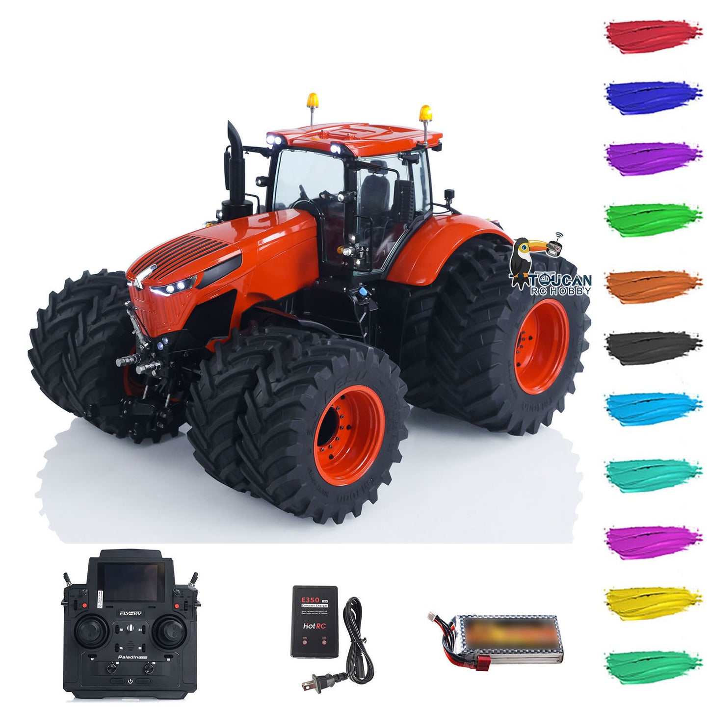 LESU 4x4 Metal 1/14 RC Hydraulic Tractor Car AOUE 1050 Radio Controlled Farm Truck Light Smoking Simulation Sound Differential