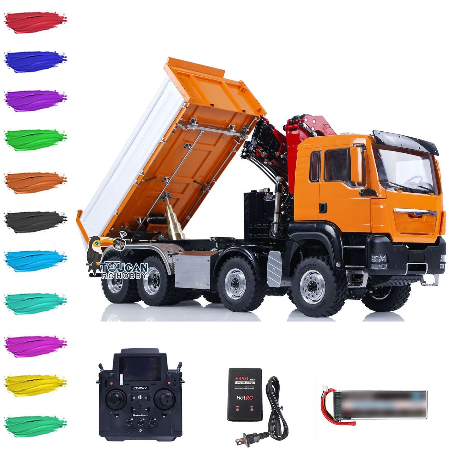 LESU 1/14 RC Hydraulic Dump Truck 8X8 Remote Controlled Crane Dumper Tipper Toy Cars Ready to Run DIY Hobby Model