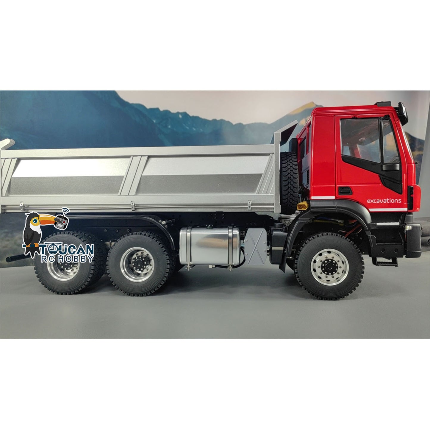 1/14 Hydraulic RC Dump Truck 6x6 Remote Control Tipper Car PNP Model LED Light 2-speed Gearbox Assembled and Painted FlySky I6S