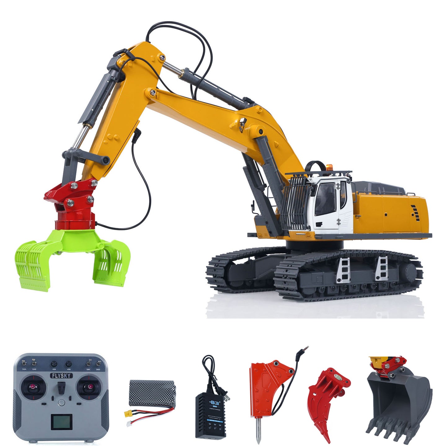 Fast Shipping 1/18 Kabolite 5901 100S Electric Lifting RC Excavator Flysky Remote Control Digger Engineering Vehicle Electric Ripper Hammer
