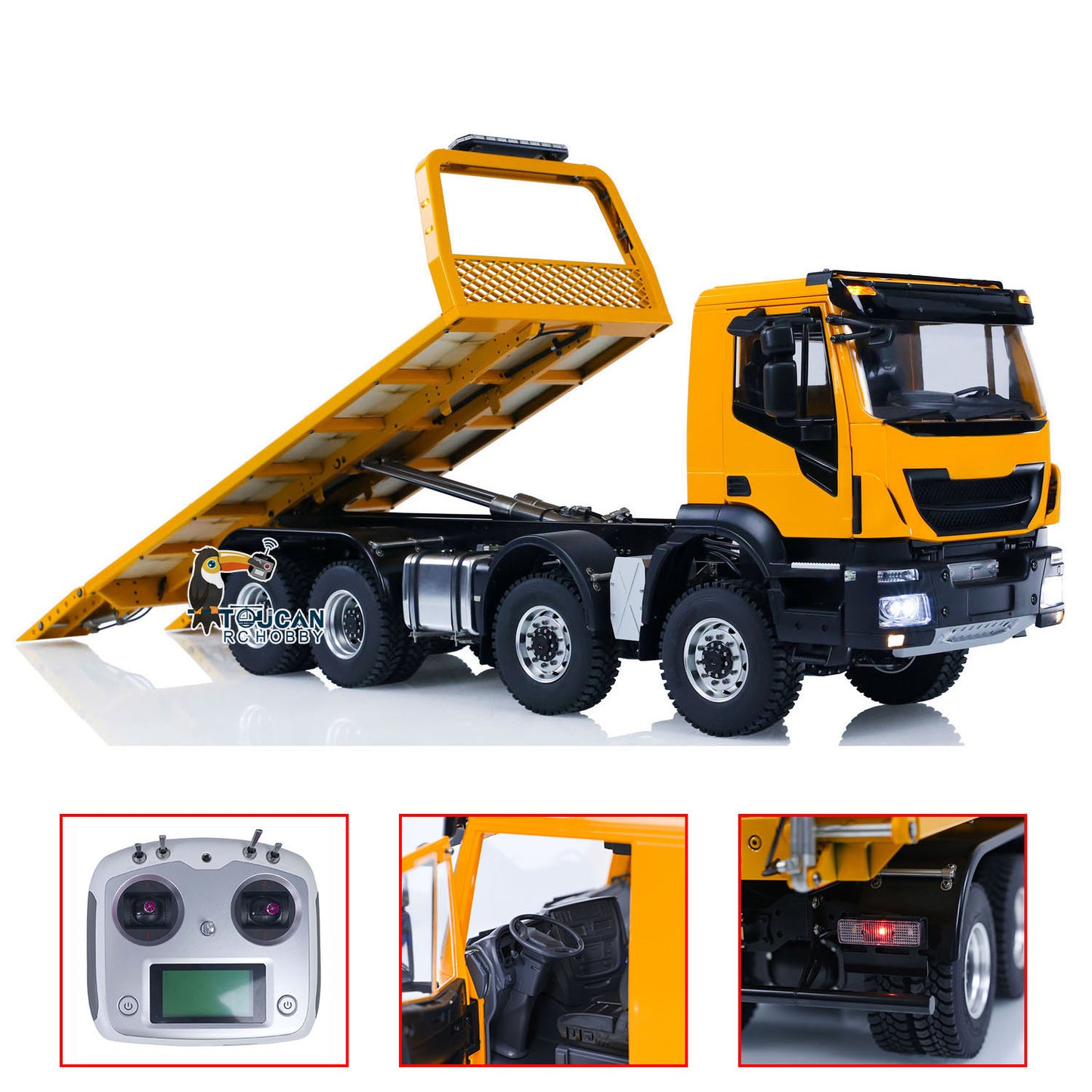 1/14 8x8 RC Hydraulic Euipment Remote Control Rescue Vehicles Wrecker Truck Sounds Lights Assembled Painted Hobby Model DIY