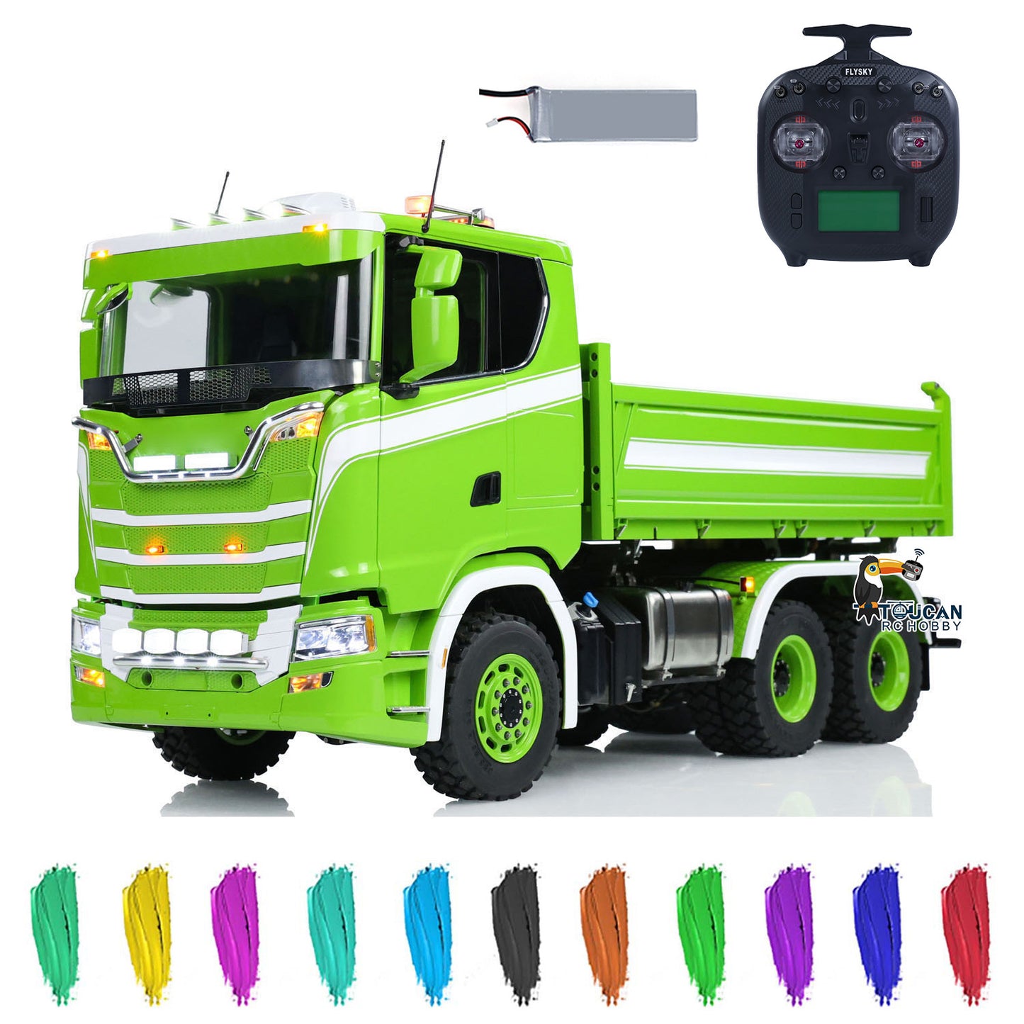 LESU 770S 1/14 6x6 RC Hydraulic Dumper Truck 3-way Remote Controlled Tipper Model Light Sound Smoke