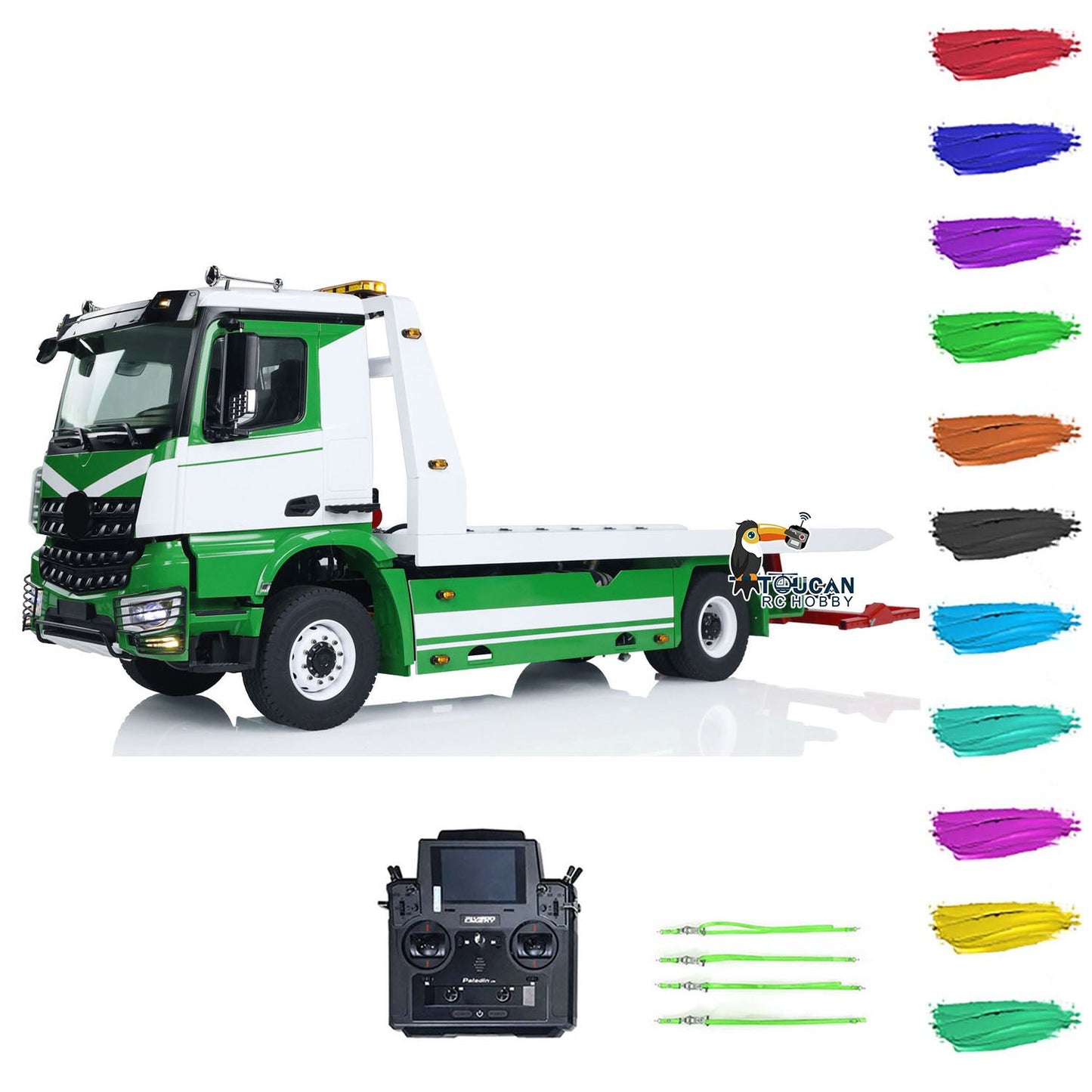 1:14 4X4 JDM RC Hydraulic Tow Truck Remote Control Flatbed Wrecker Car 728*218.5*277.5mm Customized Painting 3-Speed Transmission