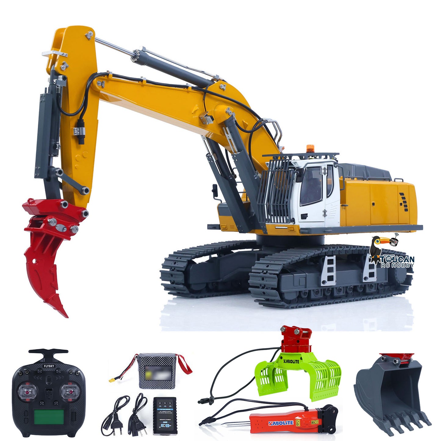 US STOCK KABOLITE 1/18 K962 100S Remote Control Hydraulic Excavator RC Digger Electric Claw Ripper Hammer Construction Car Machine Toys
