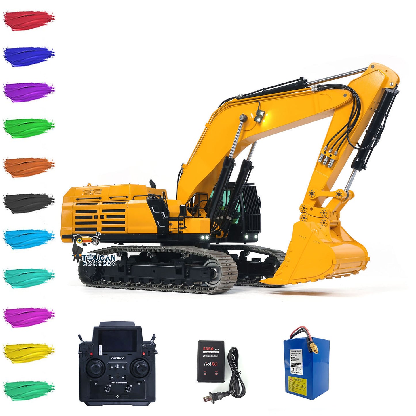 1/12 RC Hydraulic Heavy Excavator 395F Metal Remote Control Digger Finished Model 1.0L Dual Pump Paladin PL18EV LITE Radio