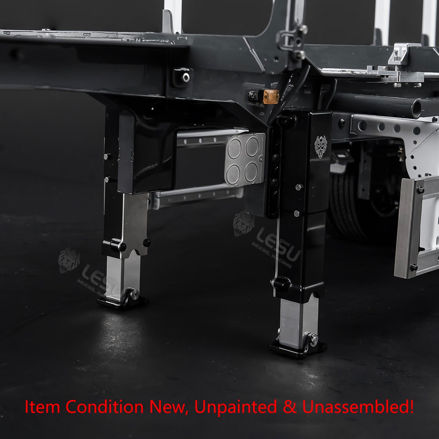 LESU 1/14 Metal RC Log Semi Trailer KIT Wood Transport Vehicle Light Electric Drum Brake Lifting Leg for TAMIYA Tractor Dumper Unassembled