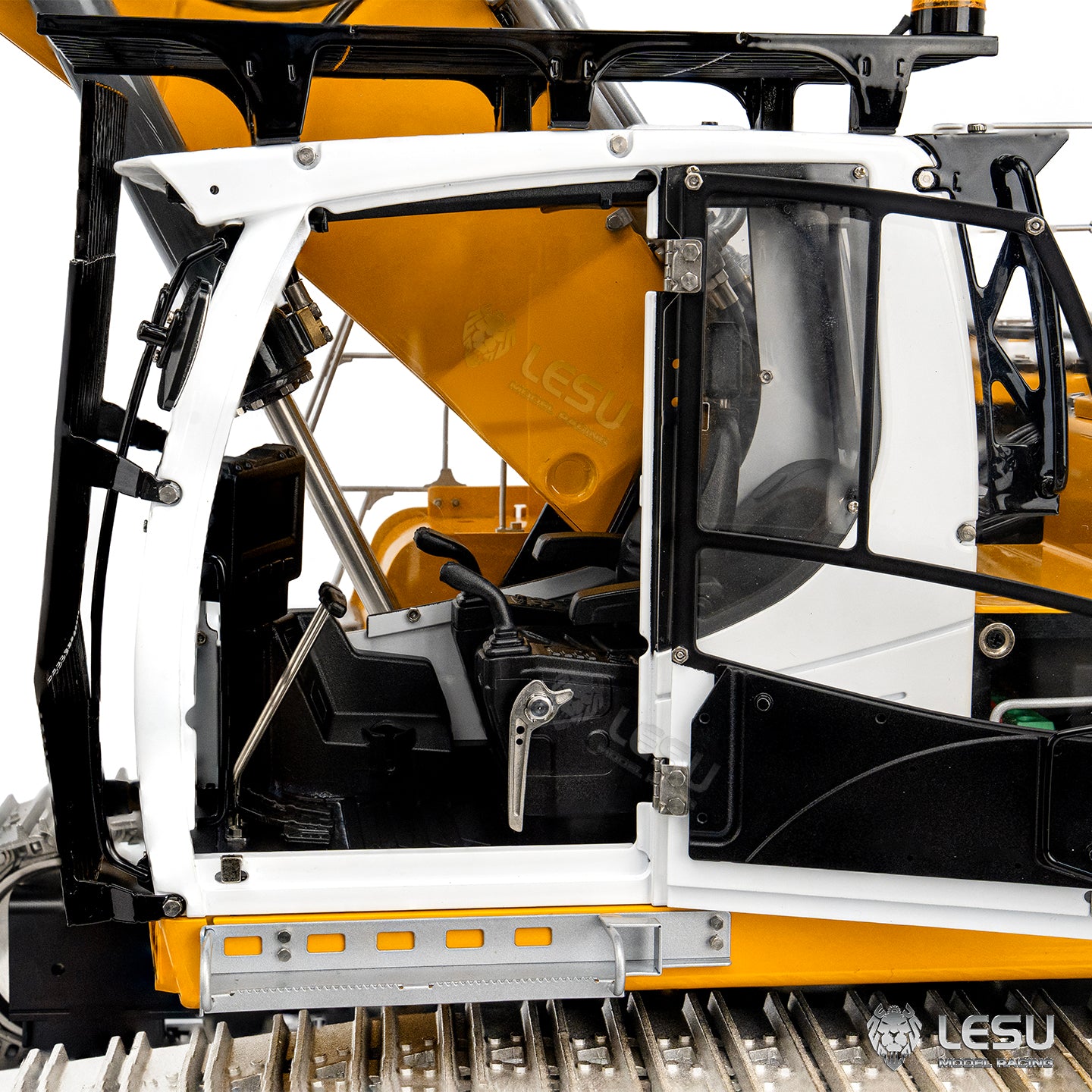 LESU 1/14 RC Hydraulic Excavator LR956 Metal 3 Arms Remote Control Digger Model 4+3CH Valve Dual Pumps Light Flysky PL18EV LITE