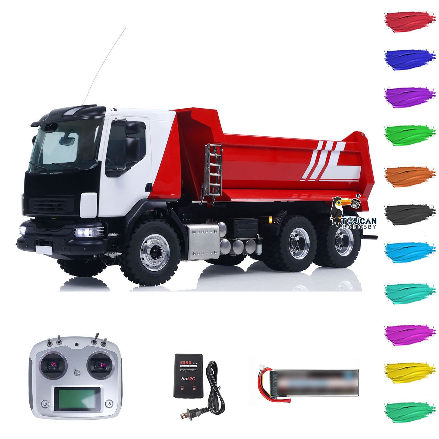 LESU 1/14 Hydraulic RC Dump Truck 6*6 RTR Radio Control Tipper 2Speed Gearbox Differential Lock Metal Chassis Flysky I6S Radio