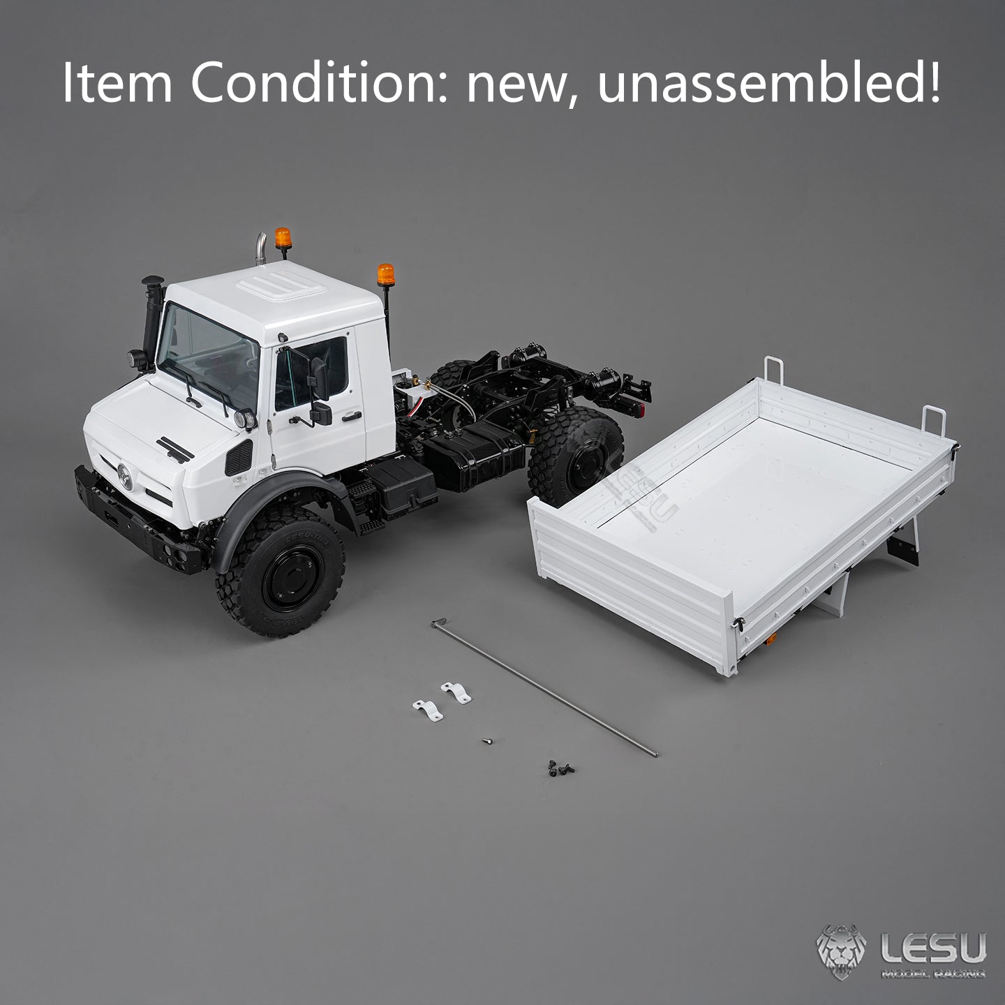 3Speed LESU 1/14 RC Metal Light Truck U4023 AWD Remote Control Off Road Vehicle KIT Model Light Sound Axle Transfer Case Lock Unassembled Painted