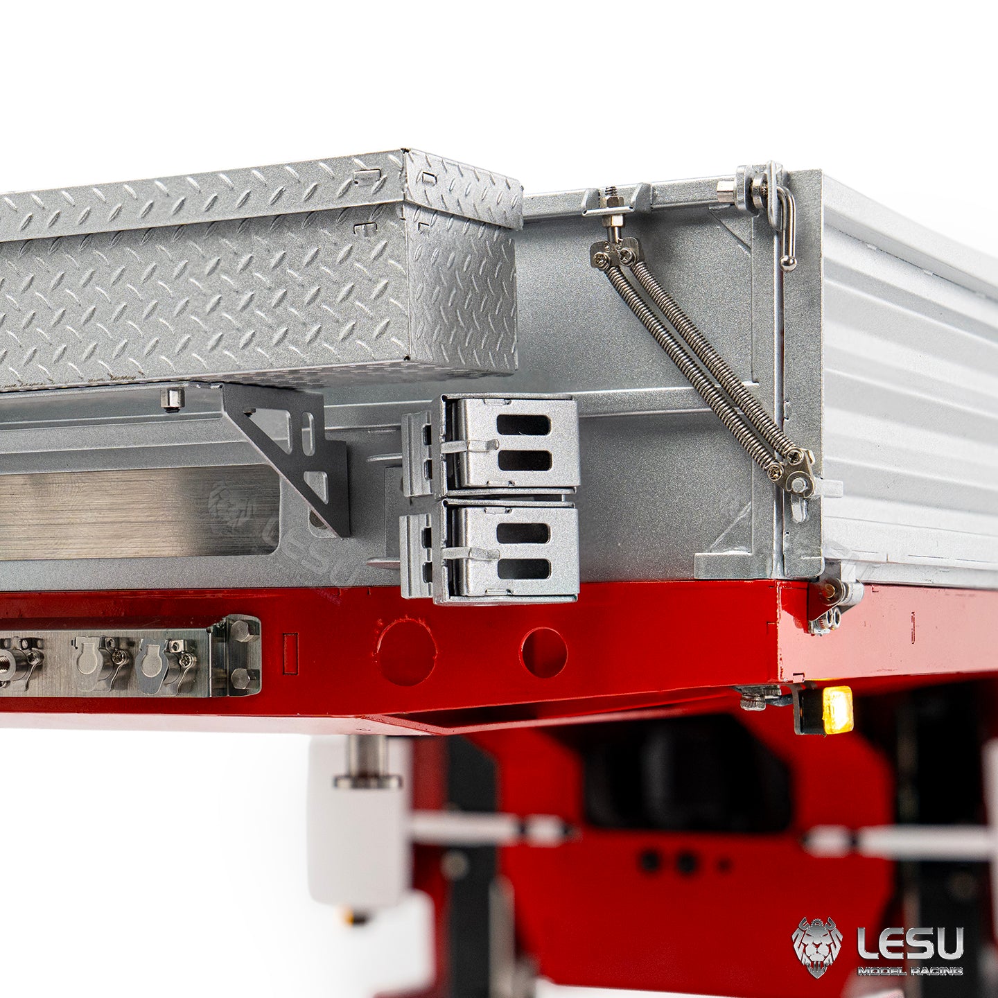 LESU 1/14 Metal Trailer Hydraulic Lifting Tailboard 4 Axles Steering Available Electric Support Legs for DIY RC Tractor Truck