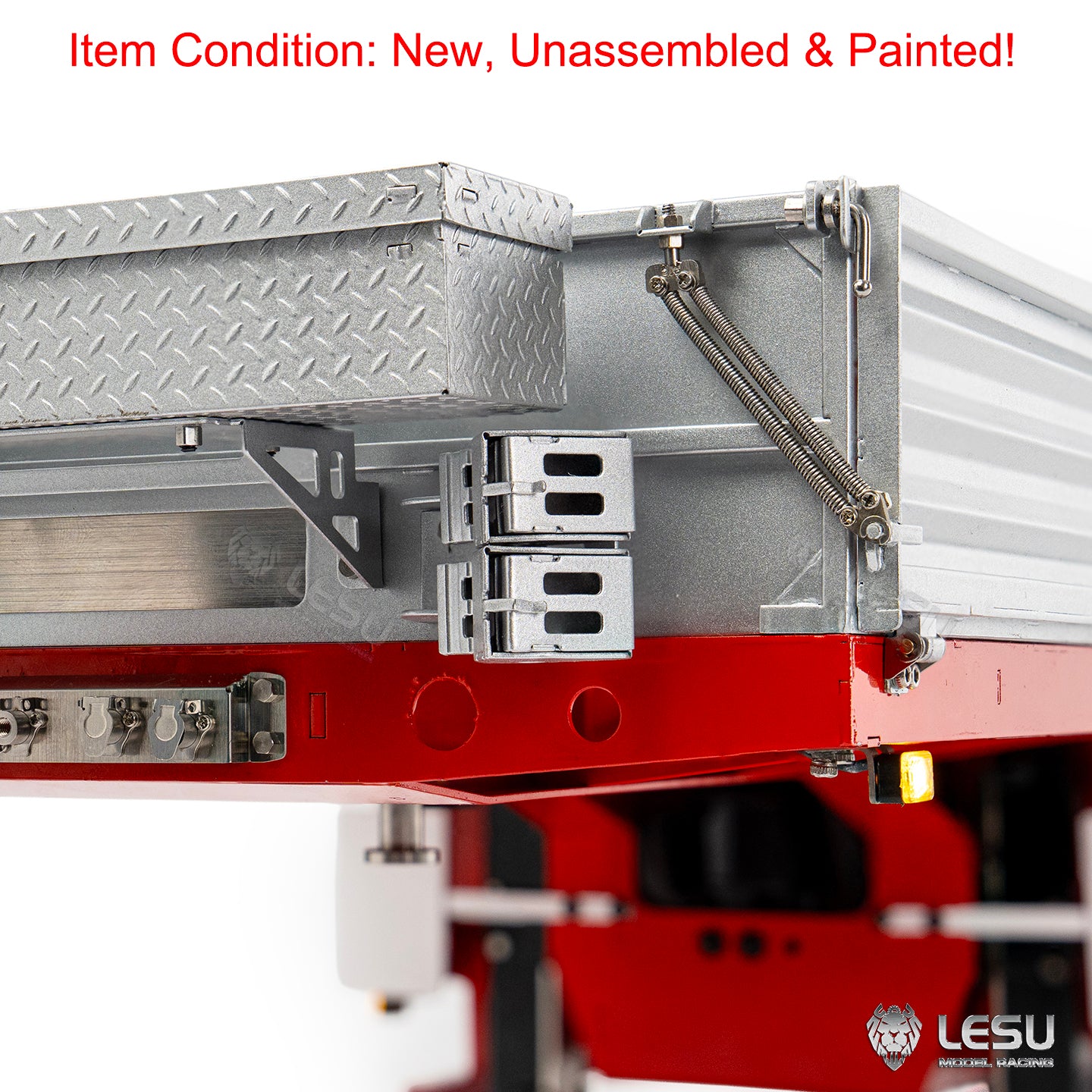 LESU 1/14 RC Metal Trailer KIT A0054 Hydraulic Lifting Tailboard 4 Axles Steering Available for DIY RC Tractor Truck Lorry Car