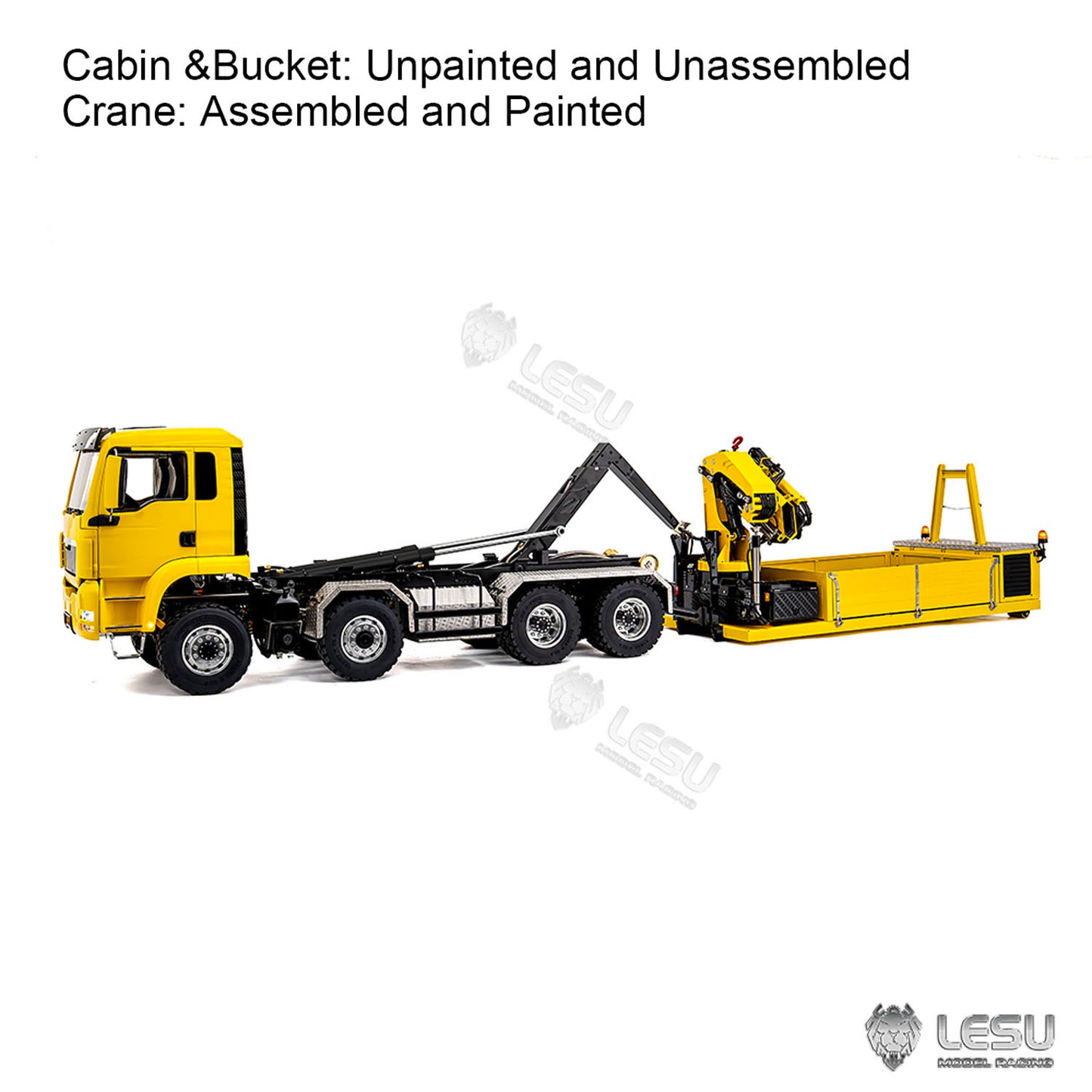 LESU 1/14 RC Hydraulic Roll on off Dumper Truck Crane Unassembled Plastic TGS Cabin Metal 8x8 Chassis Electric Tipper Axles Lock