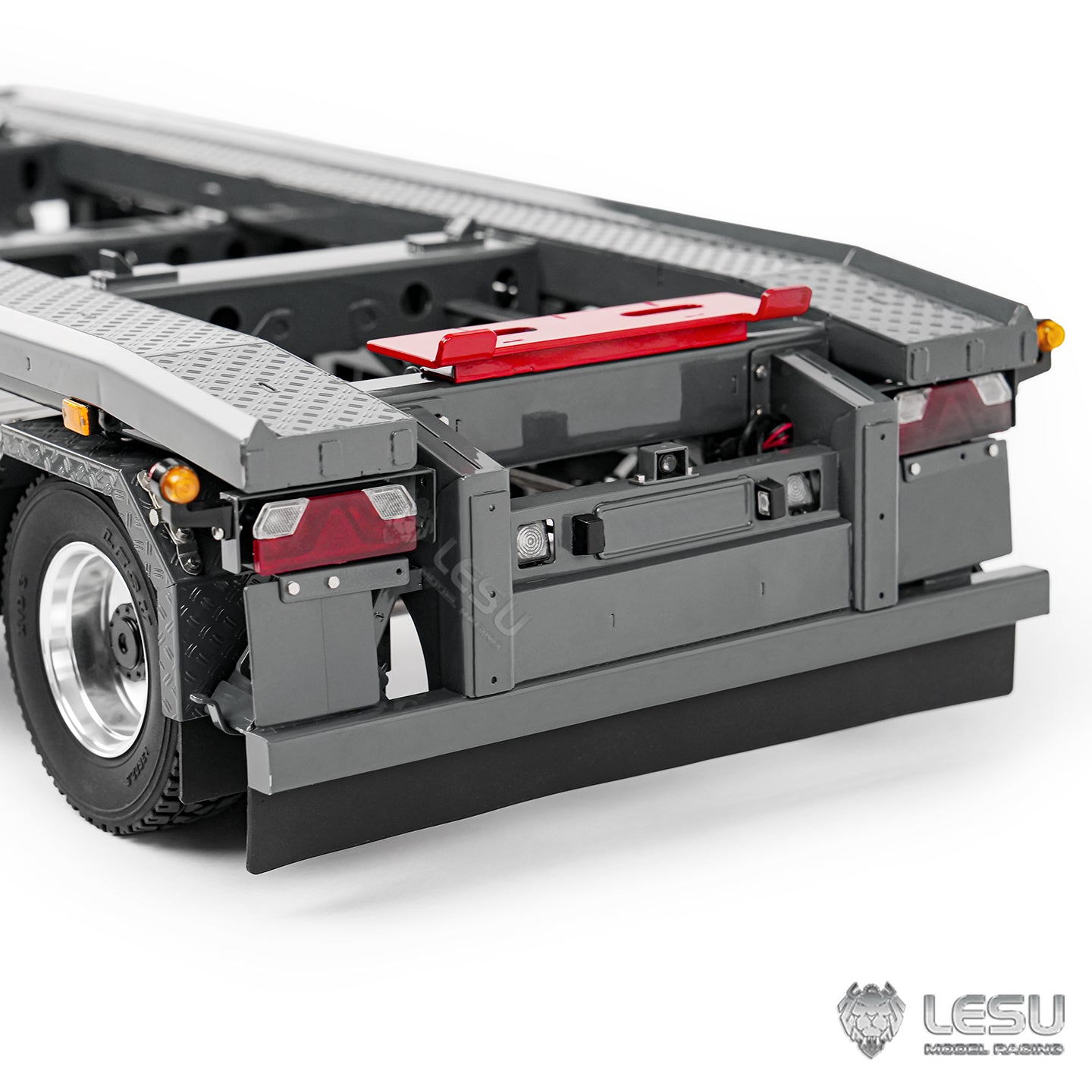 Finished 1/14 Metal RC Trailer A0065 Model Front Wheel Steerable for LESU Radio Controllrf Hydraulic Roll on off Dumper Tipper
