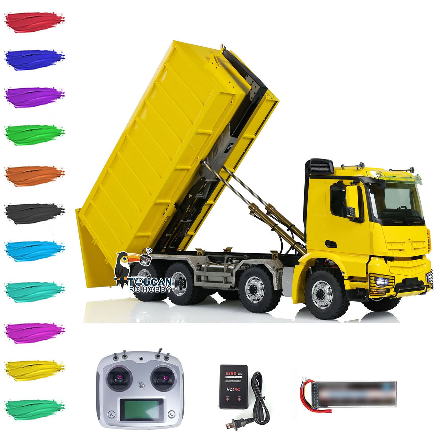 LESU 8x8 1/14 Hydraulic RC Dump Truck Remote Controlled Roll On/Off Metal Waste Bin Tipper Simulation Cars Hobby Models