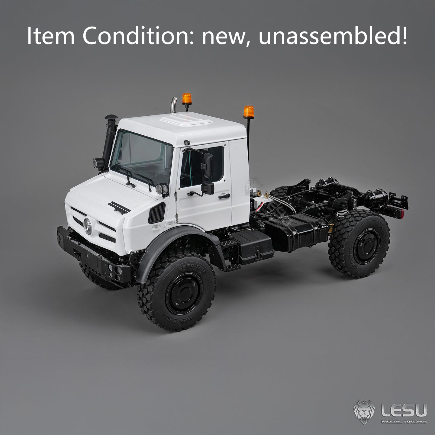 3Speed LESU 1/14 RC Metal Light Truck U4023 AWD Remote Control Off Road Vehicle KIT Model Light Sound Axle Transfer Case Lock Unassembled Painted
