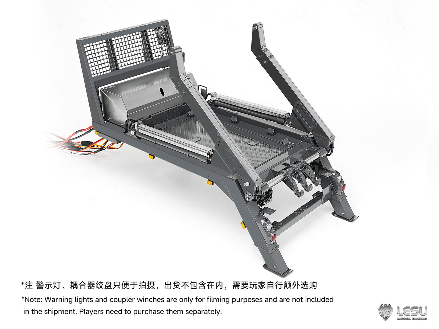 3Speed LESU Skip Loader 3363 Metal 4X4 Chassis 1/14 RC Hydraulic Swing Arm Garbage Dump Truck Light Sound Hub Reduction Axle