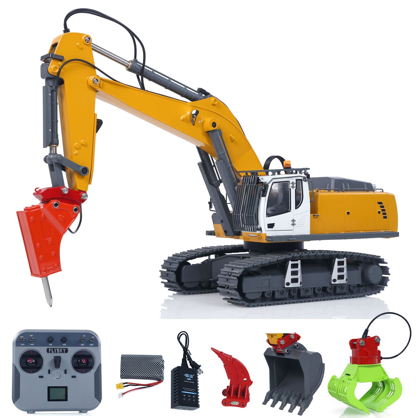 US STOCK 1/18 Kabolite 5901 100S Electric Lifting RC Excavator Flysky Remote Control Digger Engineering Vehicle Electric Ripper Hammer