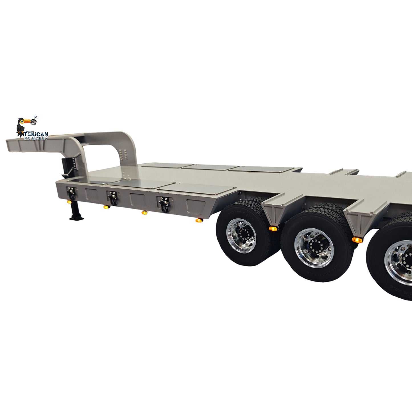 Metal 3Axles Gooseneck Low Flatbed Trailer Manual Support Legs for 1/14 Remote Control Tractor Truck 4151AK RC Lorry Car Model