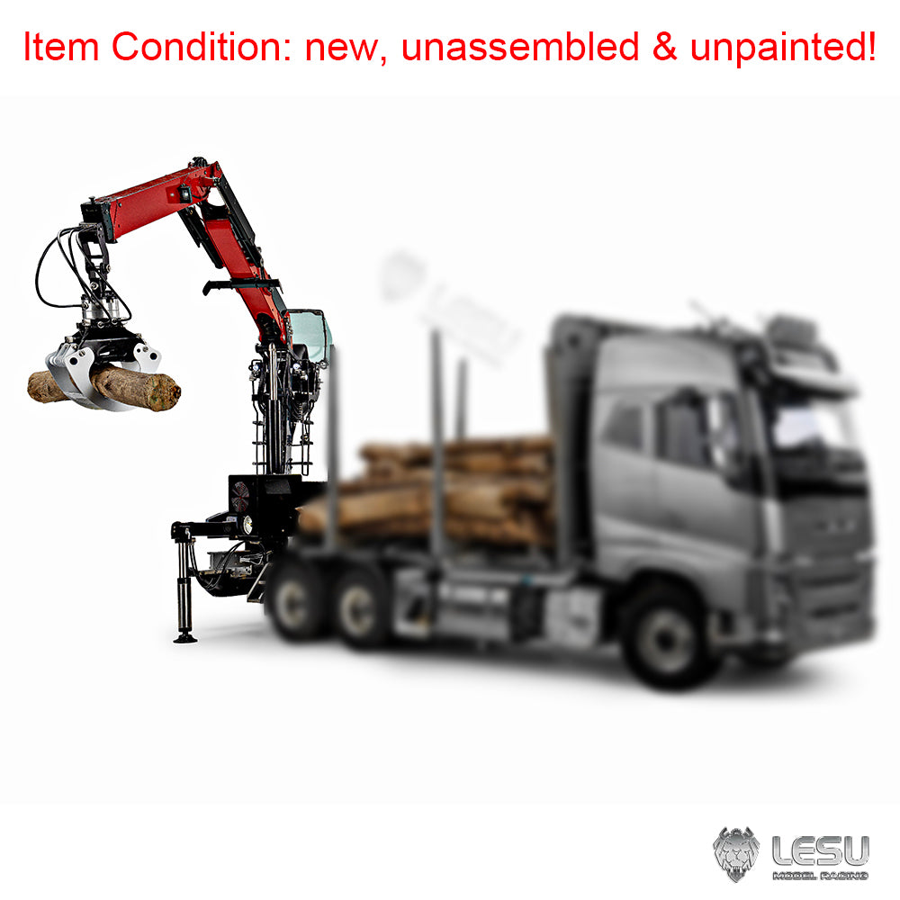 In Stock 1/14 LESU Metal Hydraulic Timber Crane for 1/14 Remote Control Log Trailer Wood Hauling Car Remote Control Tractor Truck DIY Model