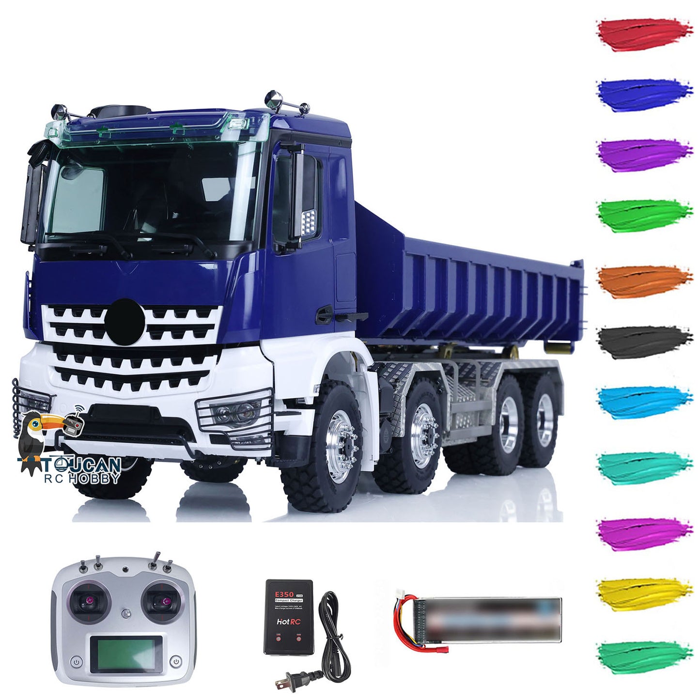 LESU 1/14 8x8 Hydraulic RC Dump Truck Roll On/Off Metal RTR Radio Control Tipper Cars DIY Model Ready to Run K3363 Painted Model