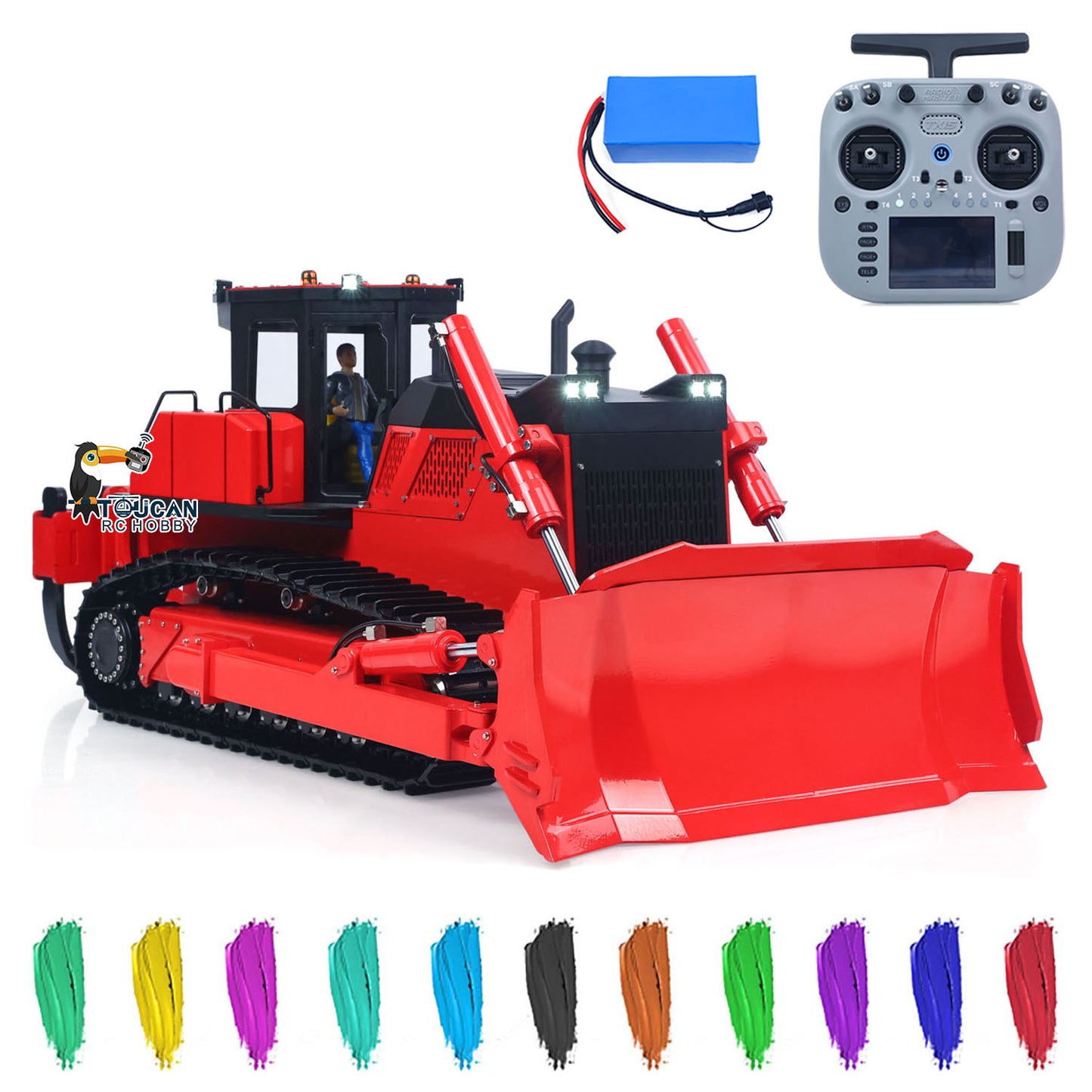 TOUCAN RTR Metal 1/12 Hydraulic Remote Control Bulldozer D155AX RC Dozer Model 7 Way Valve Brushless Motor Radio Master TX15 Battery