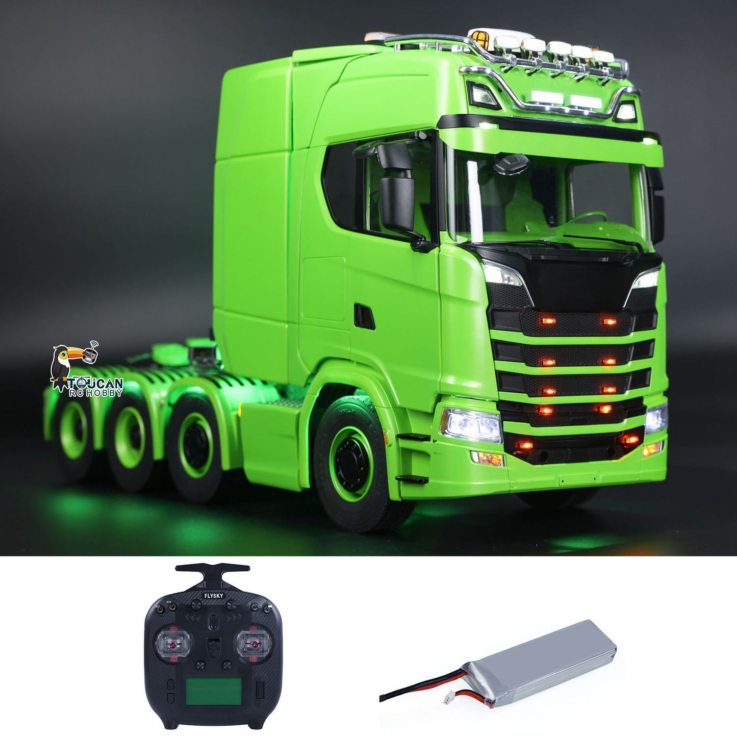 8x8 Metal Chassis 1/14 RC Tractor Truck 770S Remote Control Lorry ST8 Radio Battery RTR Warning Lights Spotlight Magnetic Roof