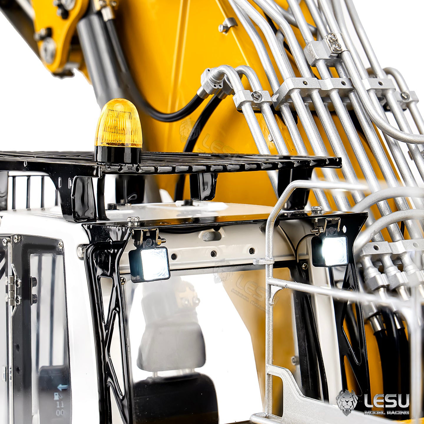 LESU 1/14 RC Hydraulic Excavator LR956 Metal 3 Arms Remote Control Digger Model 4+3CH Valve Dual Pumps Light Flysky PL18EV LITE