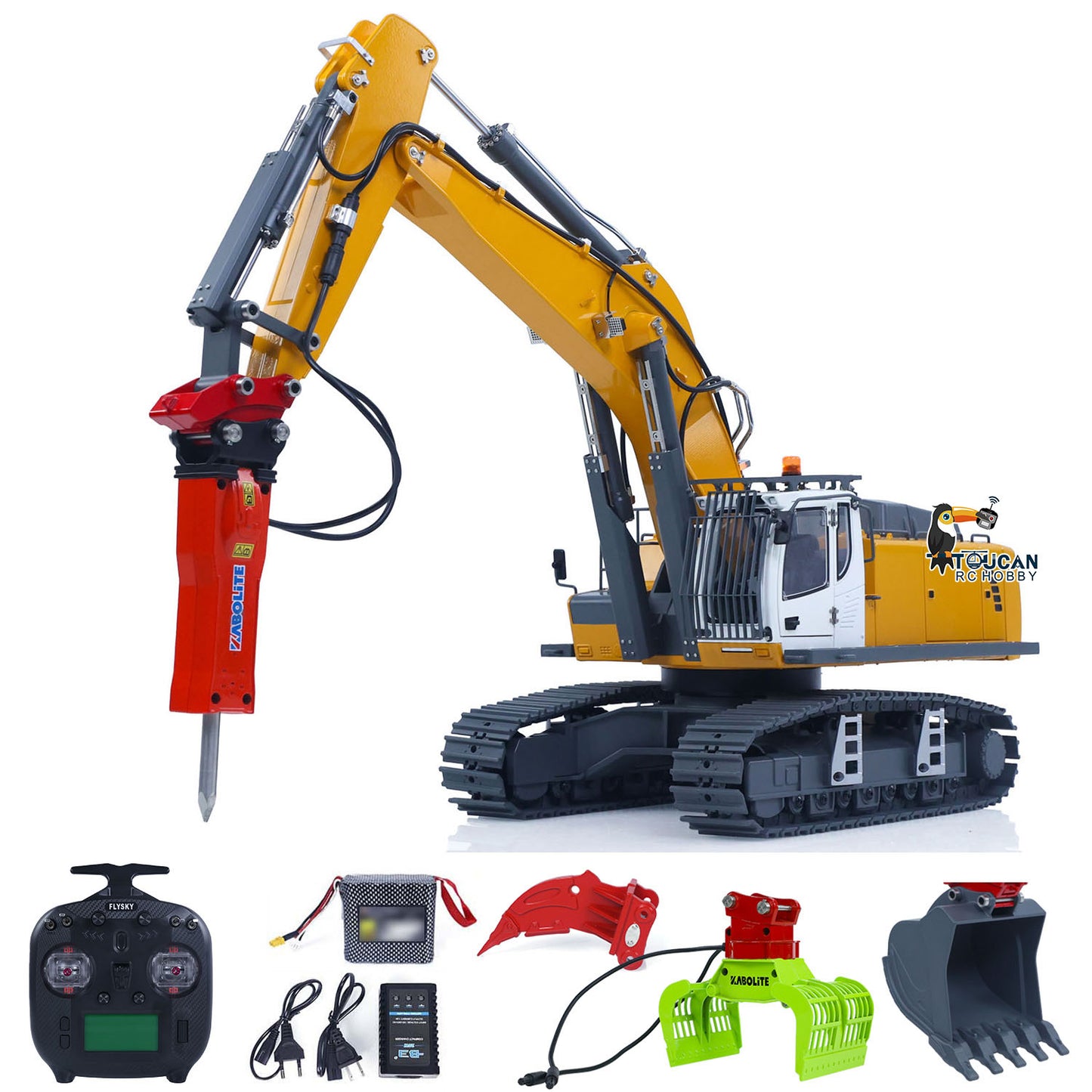 US STOCK KABOLITE 1/18 K962 100S Remote Control Hydraulic Excavator RC Digger Electric Claw Ripper Hammer Construction Car Machine Toys
