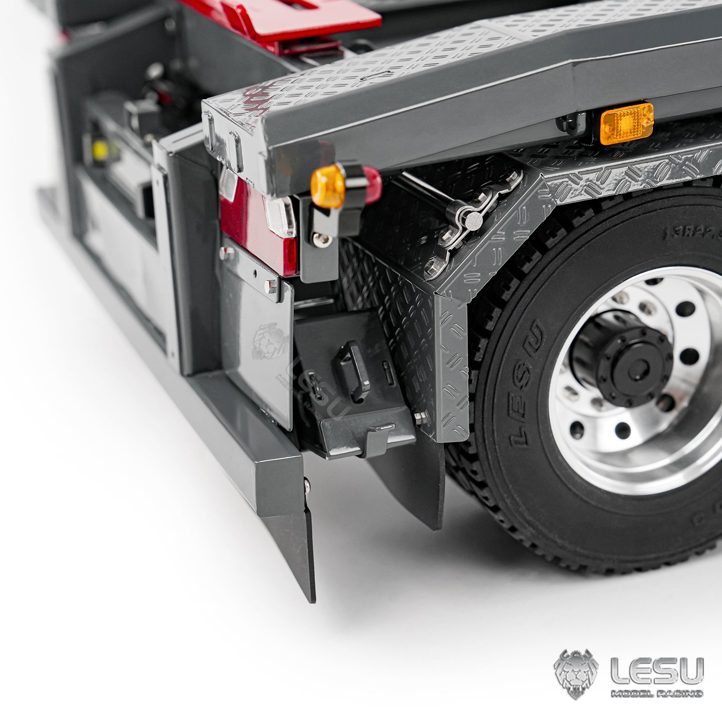 Finished 1/14 Metal RC Trailer A0065 Model Front Wheel Steerable for LESU Radio Controllrf Hydraulic Roll on off Dumper Tipper