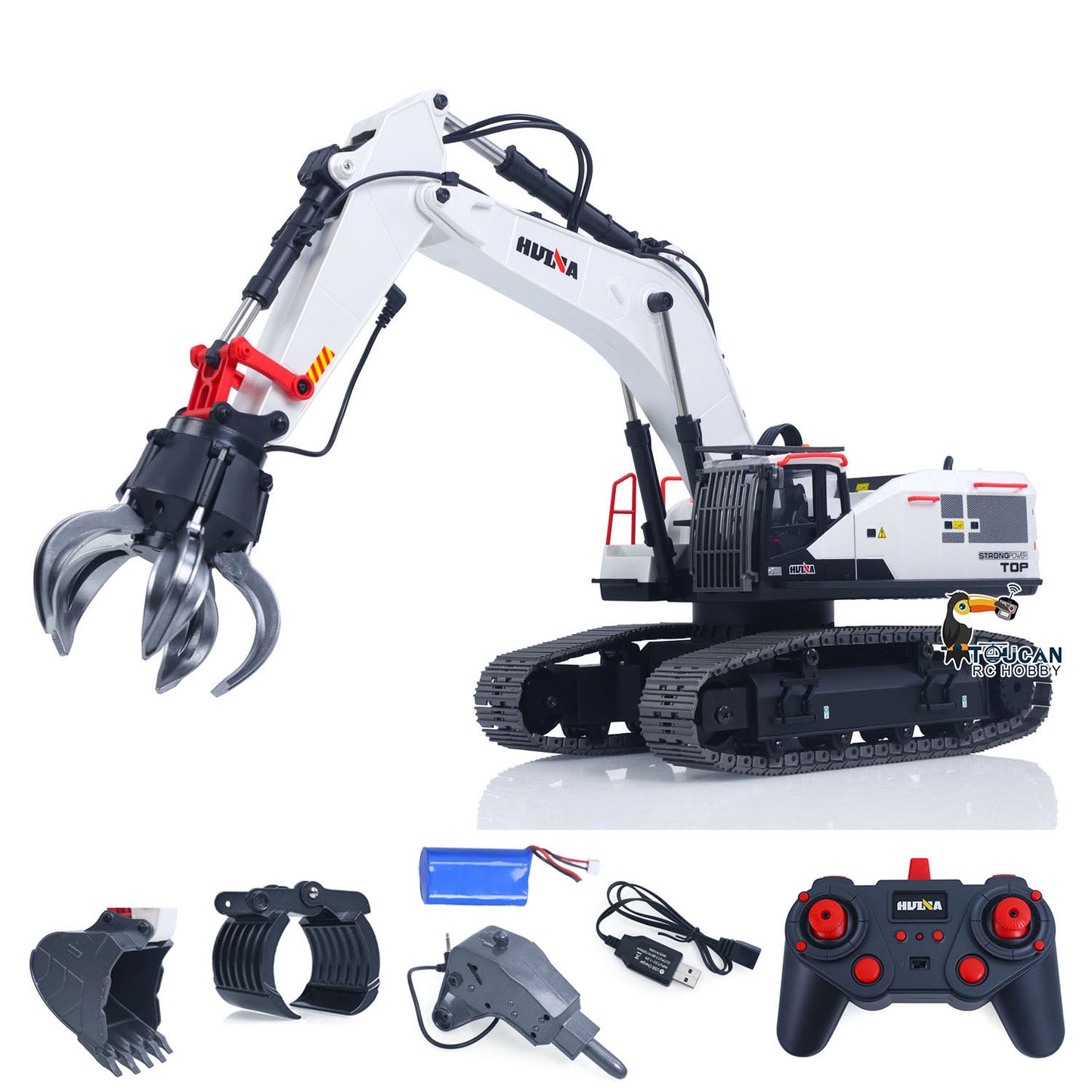US STOCK 1/14 HUINA RC Metal Excavator Model Toys 1594 Radio Control Digger Light Sound Battery